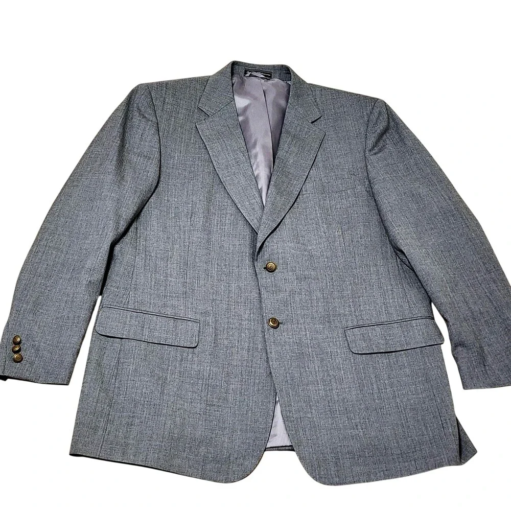 Meeting Street Sport Coat Mens 46 Long Gray Wool Two Button Classic Fit Blazer